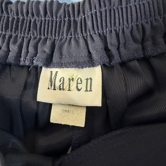 Maren Navy Pleated Midi Skirt Gold Buckle Belted Waist Elastic Back Size Small - Picture 6 of 7